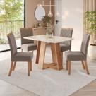 Sala de Jantar Hebe Mesa 120 Cm Canto Reto com Vidro 4 Cadeiras Espresso Móveis