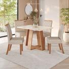 Sala de Jantar Hebe Mesa 120 Cm Canto Reto com Vidro 4 Cadeiras Espresso Móveis
