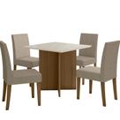 Sala de Jantar Helo 90x90 Com Vidro 4L Cadeiras Josi Poliman Móveis