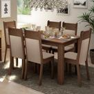 Sala de Jantar Jaíne Mesa de Madeira com 6 Cadeiras Madesa Sala de Jantar Jaíne Mesa de Madeira com 6 Cadeiras Madesa