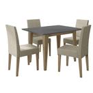 Sala de Jantar Kate 120x90 Tampo com Vidro 4 Cadeiras Josi Poliman Móveis