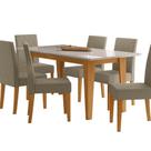 Sala de Jantar Liz 160x90 Com Vidro 6L Cadeiras Jade Poliman Móveis
