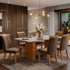 Sala de Jantar LJ Móveis Mesa Imperatriz com 6 Cadeiras Barcelona 180x90cm