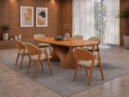Sala de Jantar Maciça 6 cadeiras 1,80x90 Dunnas Sala nobre