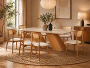 Sala de Jantar maciça 8 cadeiras 2,20m -cru -Orion -Imperial