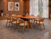 Sala de Jantar Maciça 8 cadeiras 2,20m Dunnas Sala nobre