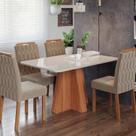 Sala de Jantar Maitê 130 cm com 4 Cadeiras Paola Wood Marrom/Cinamomo/Off Sala de Jantar Maitê 130 cm com 4 Cadeiras Paola Wood Marrom/Cinamomo/Off