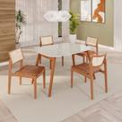 Sala de Jantar Mesa 110x76cm Tampo em Mdf com Vidro 4 Cadeiras em material sintético Ceci Yescasa