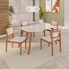 Sala de Jantar Mesa 135x76cm Tampo em Mdf com Vidro 4 Cadeiras em Linho Ceci Yescasa