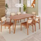 Sala de Jantar Mesa 180x76cm Tampo Laminado com 6 Cadeiras em material sintético Ceci Yescasa