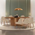 Sala de Jantar Mesa 220cm Tampo Laminado Orgânico 8 Cadeiras Ester Madeira Maciça