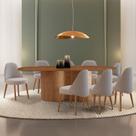 Sala de Jantar Mesa 220cm Tampo Laminado Orgânico 8 Cadeiras Ester Madeira Maciça