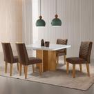 Sala De Jantar Mesa 90cm Olímpia Cadeira Liz Moderna M... Veludo Marrom/off/nat/serig Off Com Vidro Sala De Jantar Mesa 90cm Olímpia Cadeira Liz Moderna M... Veludo Marrom/off/nat/serig Off Com Vidro