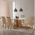 Sala de Jantar Mesa 90cm Olímpia em MDF com Vidro Canto Copo 4 Cadeiras Athenas Moderna Mobilia