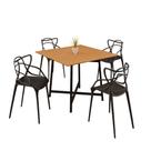 Sala De Jantar Mesa 90x90 4 Cadeiras Allegra Estilo Moderno