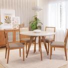 Sala de Jantar Mesa Acerola Redonda 109cm com Vidro e 4 Cadeiras Palmas