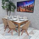 Sala de Jantar Mesa Addar Com 6 Cadeiras Dilly Giratórias Bicolor