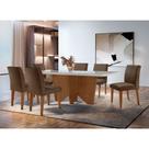 Sala de Jantar Mesa Evora 180 Mdf Vidro Canto Copo Com 6 Cadeiras Grecia Rufato