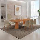 Sala de Jantar Mesa Florida 220cm Tampo Barril Laminado e 8 Cadeiras Suiça