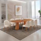Sala de Jantar Mesa Florida 220cm Tampo Barril Laminado e 8 Cadeiras Suiça