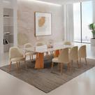 Sala de Jantar Mesa Florida 220cm Tampo Laqueado com Vidro e 8 Cadeiras Suiça