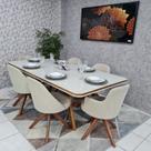 Sala de Jantar Mesa Guiné Com 6 Cadeiras Turim Giratórias