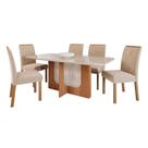 Sala de Jantar Mesa Louise 1,80 com 6 Cadeiras Fernanda Wood Cinamomo/Off/Mad/Nude