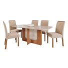Sala de Jantar Mesa Louise 1,80 com 6 Cadeiras Fernanda Wood Cinamomo/Off/Mad/Nude