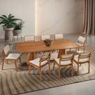 Sala de Jantar Mesa Noronha 220cm Madeira Tampo Barril Laminado com 8 cadeiras Eva