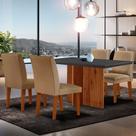 Sala de Jantar Mesa Olimpia 120 MDF Canto Copo com 4 Cadeiras Grecia