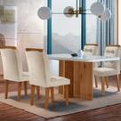 Sala de Jantar Mesa Olímpia 120CM MDF Vidro Canto Copo com 4 Cadeiras Carol Moderna Sala de Jantar Mesa Olímpia 120CM MDF Vidro Canto Copo com 4 Cadeiras Carol Moderna