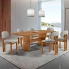 Sala de Jantar Mesa Portugal 180cm Tampo Laminado Barril e 6 Cadeiras Nala Moderna Mobília