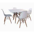 Sala de Jantar Mesa Quadrada com 4 Cadeiras Brancas Eames 90cm - Up Home