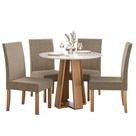 Sala de Jantar Mesa Redonda Estilo 900 e 4 Cadeiras Elegance Semplice Tampo de Vidro, MDF/MDP, Veludo Sonetto