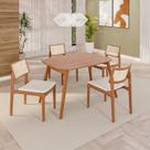 Sala de Jantar Mesa Tampo Laminado 110x76cm com 4 Cadeiras em Linho Ceci Yescasa