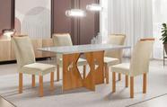 Sala de Jantar Milão Tampo Plus 120x80 Com 4 Cadeiras Londres Cel Móveis - Cinamomo/Off