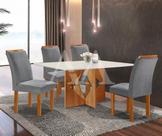 Sala de Jantar Milão Tampo Plus 120x80 Com 4 Cadeiras Londres Cel Móveis - Cinamomo/Off