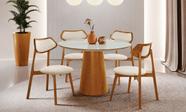 Sala de jantar redonda 4 cadeiras maciça cone-linho-Imperial