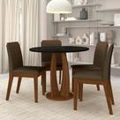 Sala De Jantar Redonda Fontana Com 4 Cadeiras Freij/pret/marrom - M.a