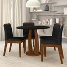 Sala De Jantar Redonda Fontana Com 4 Cadeiras Freij/preto/preto - Ma