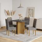 Sala de Jantar Robusta 90cm com 4 Cadeiras e Tampo de Vidro