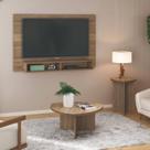 Sala Estar Completa Painel para Tv até 42 Pol com de Centro e Mesa Lateral Delta Oval Marrom Pinho Sala Estar Completa Painel para Tv até 42 Pol com de Centro e Mesa Lateral Delta Oval Marrom Pinho