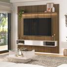 Sala Estar Completa Rack Ripado com Mesa de Centro Atenas Vision Marrom Pinho/Off White Sala Estar Completa Rack Ripado com Mesa de Centro Atenas Vision Marrom Pinho/Off White