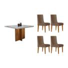 Sala Jantar Mesa Berlim Tampo Curvo 90cm+4 Cadeiras Dakota Madeira Naturale - Capuccino/Corano Capuccino - Rufato Sala Jantar Mesa Berlim Tampo Curvo 90cm+4 Cadeiras Dakota Madeira Naturale - Capuccino/Corano Capuccino - Rufato