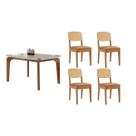 Sala Jantar Mesa Londrina Tampo c/ Vidro Curvo 120cm+4 Cadeiras Havana Naturale/Off White - Linho Bege - Rufato Sala Jantar Mesa Londrina Tampo c/ Vidro Curvo 120cm+4 Cadeiras Havana Naturale/Off White - Linho Bege - Rufato