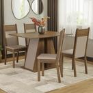 Sala Jantar Mesa Madeira 4 Cadeiras Rustic/crema