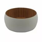 Saladeira em Bambu Ecológico com Revestimento Branco Casa Ambiente Redonda 10cm