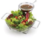 Saladeira Gourmet Com Dois Potes De Vidro Para Molho Massas Multiuso Servir Caldo Sopa Queijo Ralado