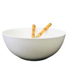 Saladeira Porcelana Branca com Talheres 23,5x10cm com 2litros Hauscraft