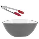 Saladeira Quadrada Cinza fume com pegador 3700 ML
